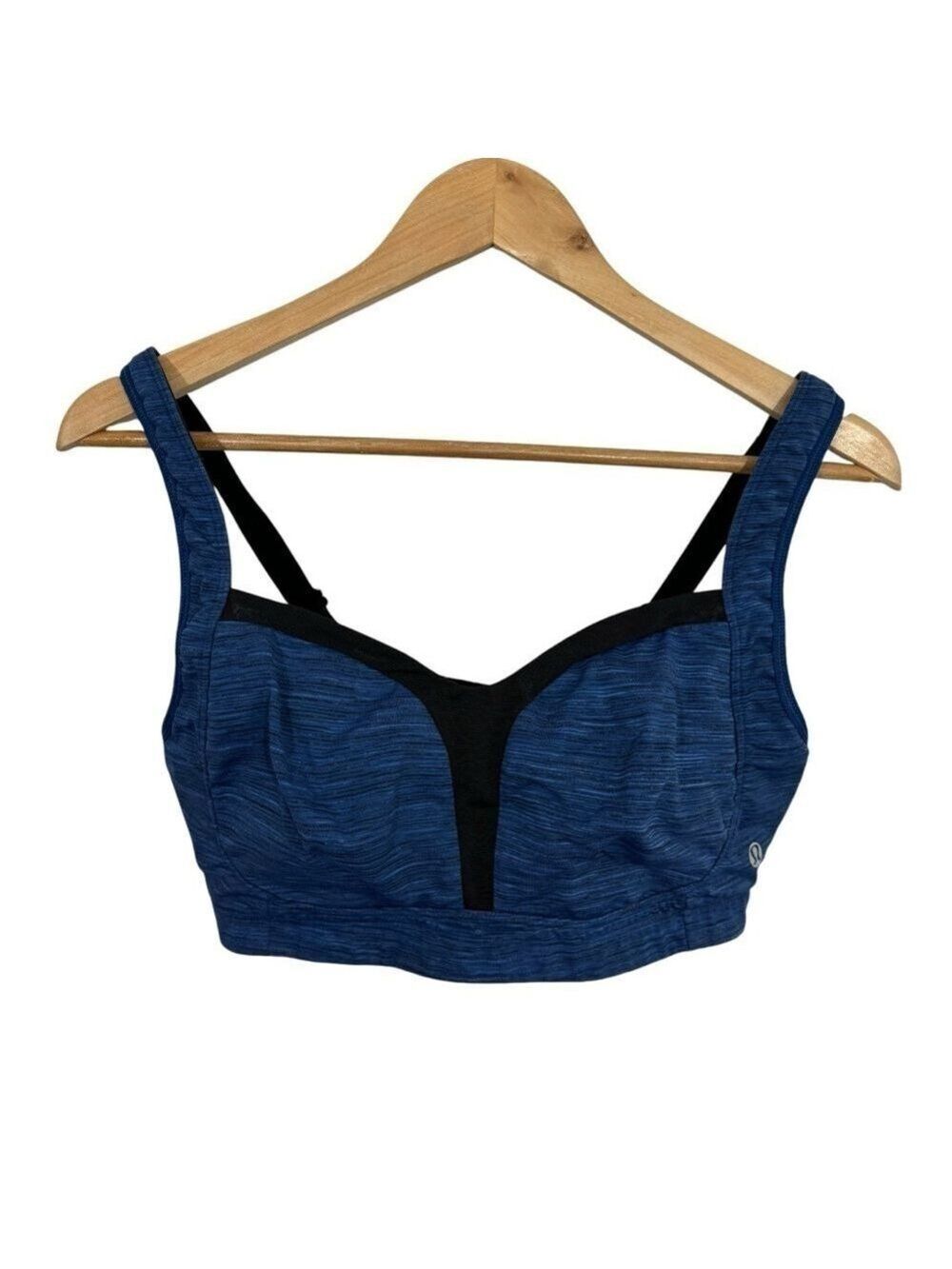 Lululemon Sports Bra Sz M Heathered Navy Blue Sporty Athletic Gym Running GUC